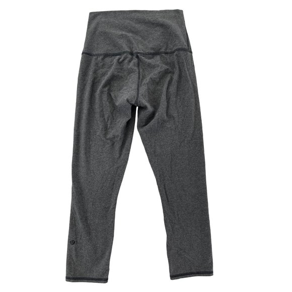 Lululemon Wunder Under Crop Roll Down Leggings Heathered Black Gray Sz 4 Cotton - Picture 10 of 11